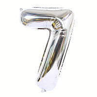 Фольгована кулька Цифра 7, срібляста, 76 см