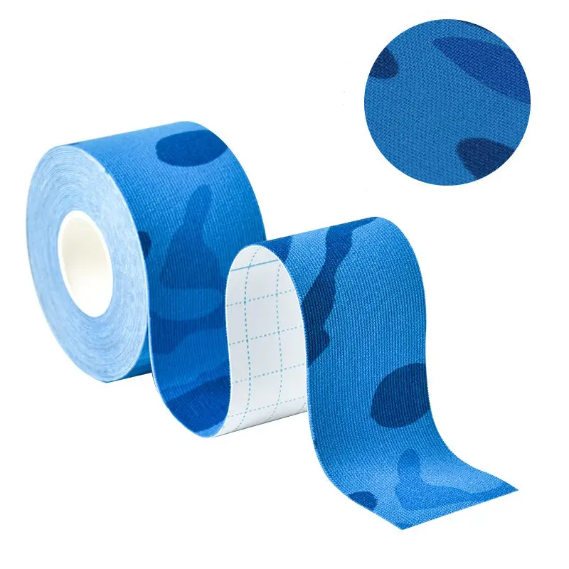 Кінезіо Тейп 4см х 5м кінезіологічний спортивний тейп стрічки Kinesiology Tape, синій камуфляж