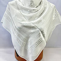 Біла хустка для нареченої для вінчання. Платок на хрестини з натурального шовку Молочний