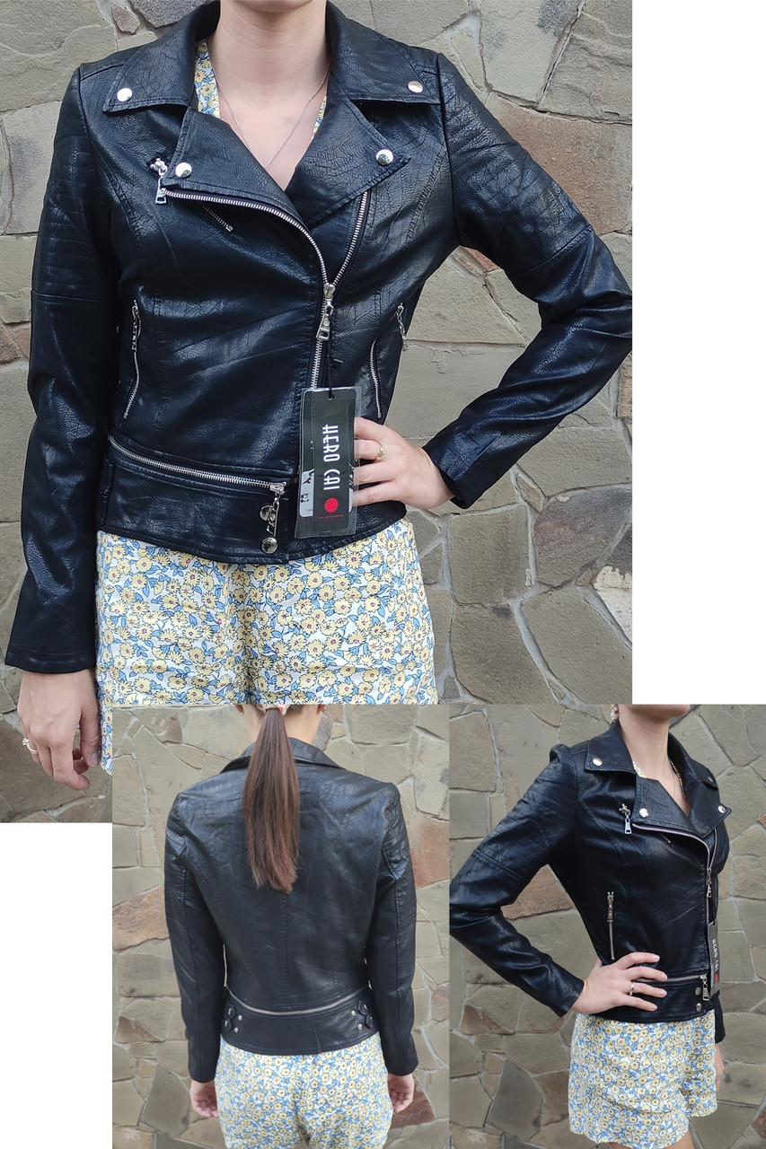 Куртка, косуха жіноча модна з екошкіри високої якості, є підліткові розміри HERO