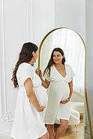 Сорочка в пологовий будинок Молочний Натуральна бавовняна сорочка в пологовий будинок Муслінова ночнушка для вагітних