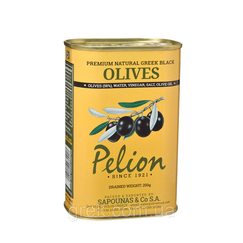 Оливки грецькі темні сорти Амфіса Pelion 250 г, фото 1