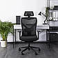 Ергономічне комп'ютерне крісло Spiral чорне з контурною сітчастою спинкою та підголовником, фото 3