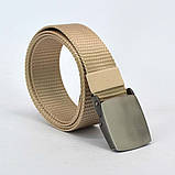 Ремінь брючний нейлон пряжка металева пісок 37 мм х 120 см, фото 2