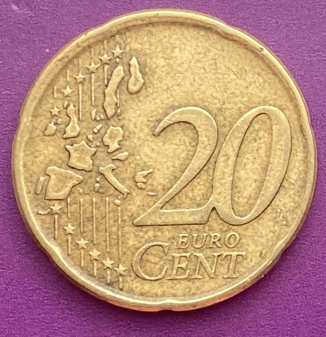 Монета Португалії 20 євроцентів 2002 р., фото 1