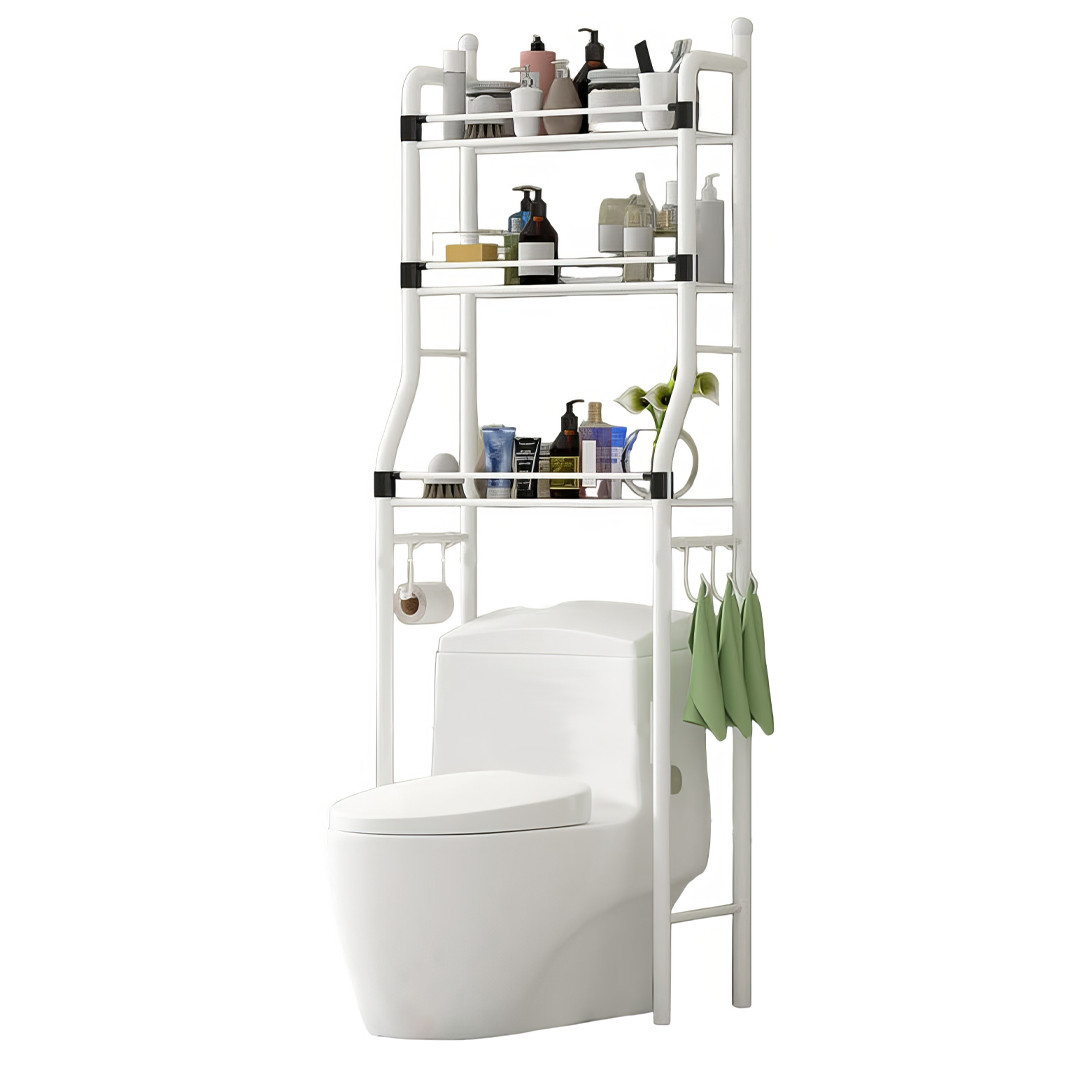 Підлоговий стелаж для зберігання над унітазом 50x25x160 см Toilet Rack 8823 Полиця-етажерка Біла, фото 1