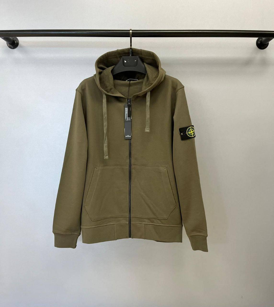 Чоловіча кофта худі на блискавці STONE ISLAND D12177 хакі