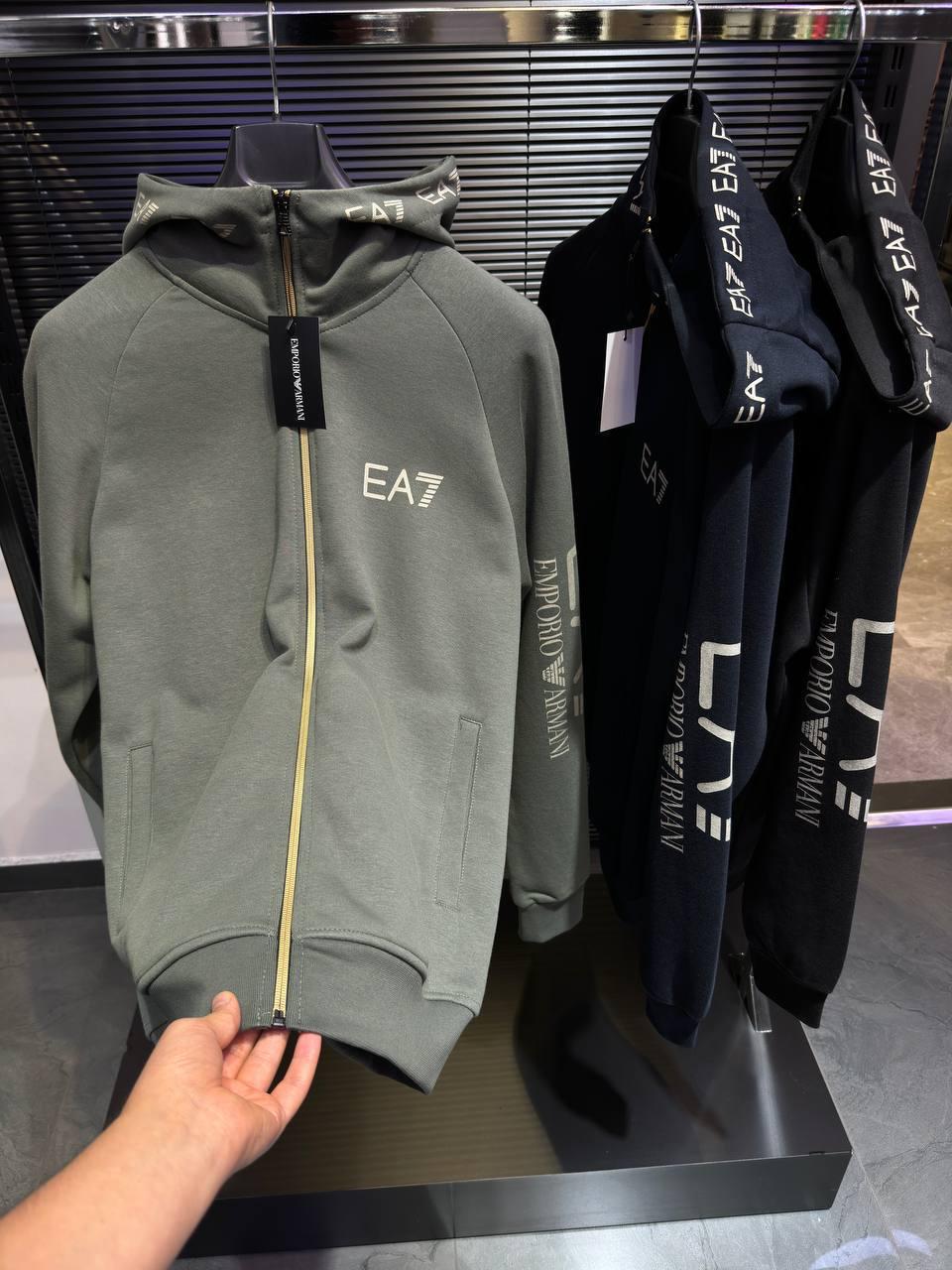 Чоловіча кофта худі на змійці ARMANI EA7 D12174 хакі S, фото 1