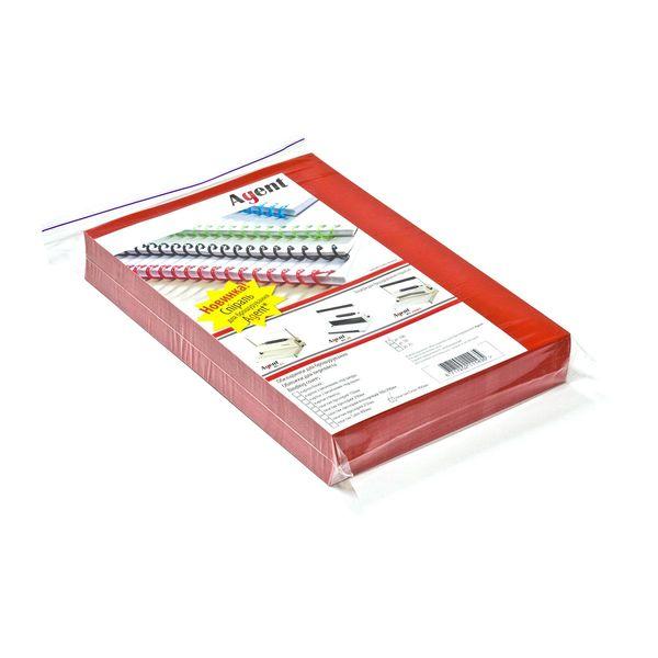 Обкл. А4 пластик Agent "Grain" 400 мк червон, уп/100, фото 1