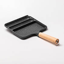 Сковорода прямокутна на 3 секції з антипригарним покриттям сіра, фото 4