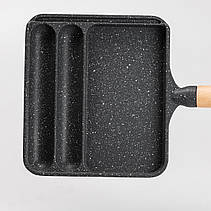 Сковорода прямокутна на 3 секції з антипригарним покриттям сіра, фото 5