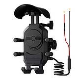 IP66 Кронштейн держатель телефона з бездротовою зарядкою 15W вольтметром для мото, фото 8