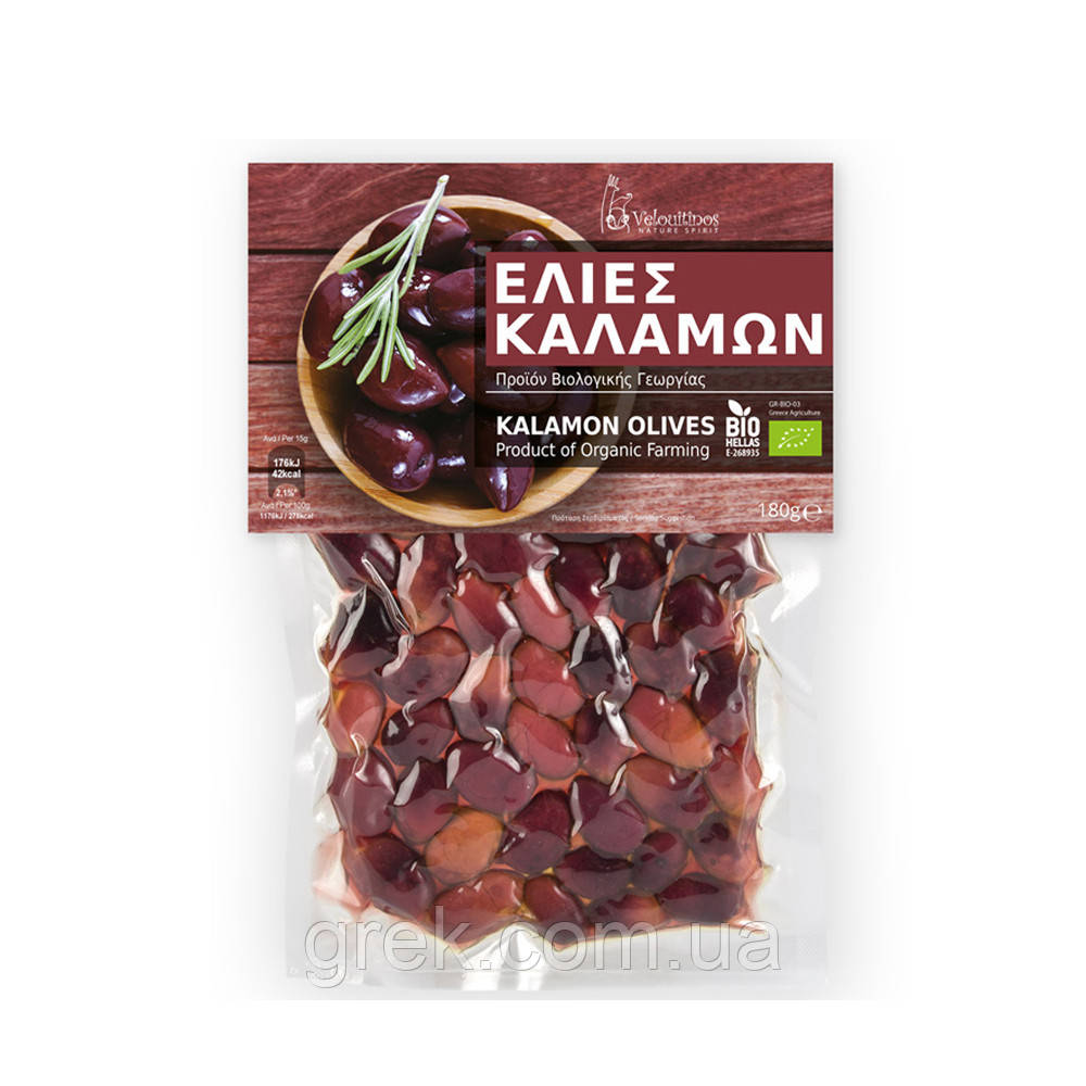 Оливки темні Каламата з кісточкою органічні Family Farms 180 г, фото 1