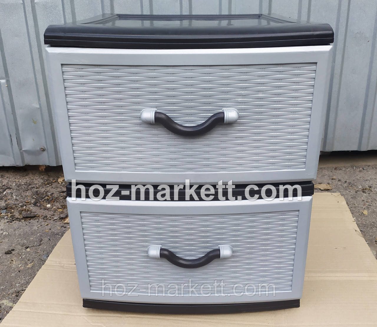 Комод пластиковий тумба на 2 ящики сірий, фото 1