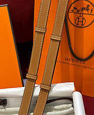 Жіночий коричневий шкіряний ремінь Hermes Kelly 1.8 см із золотою пряжкою ермес, фото 6