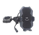 Антивібраційний тримач телефону Металевий IP67 на мото вело квадро з бездротовою зарядкою 15W + USB Type-C, фото 3