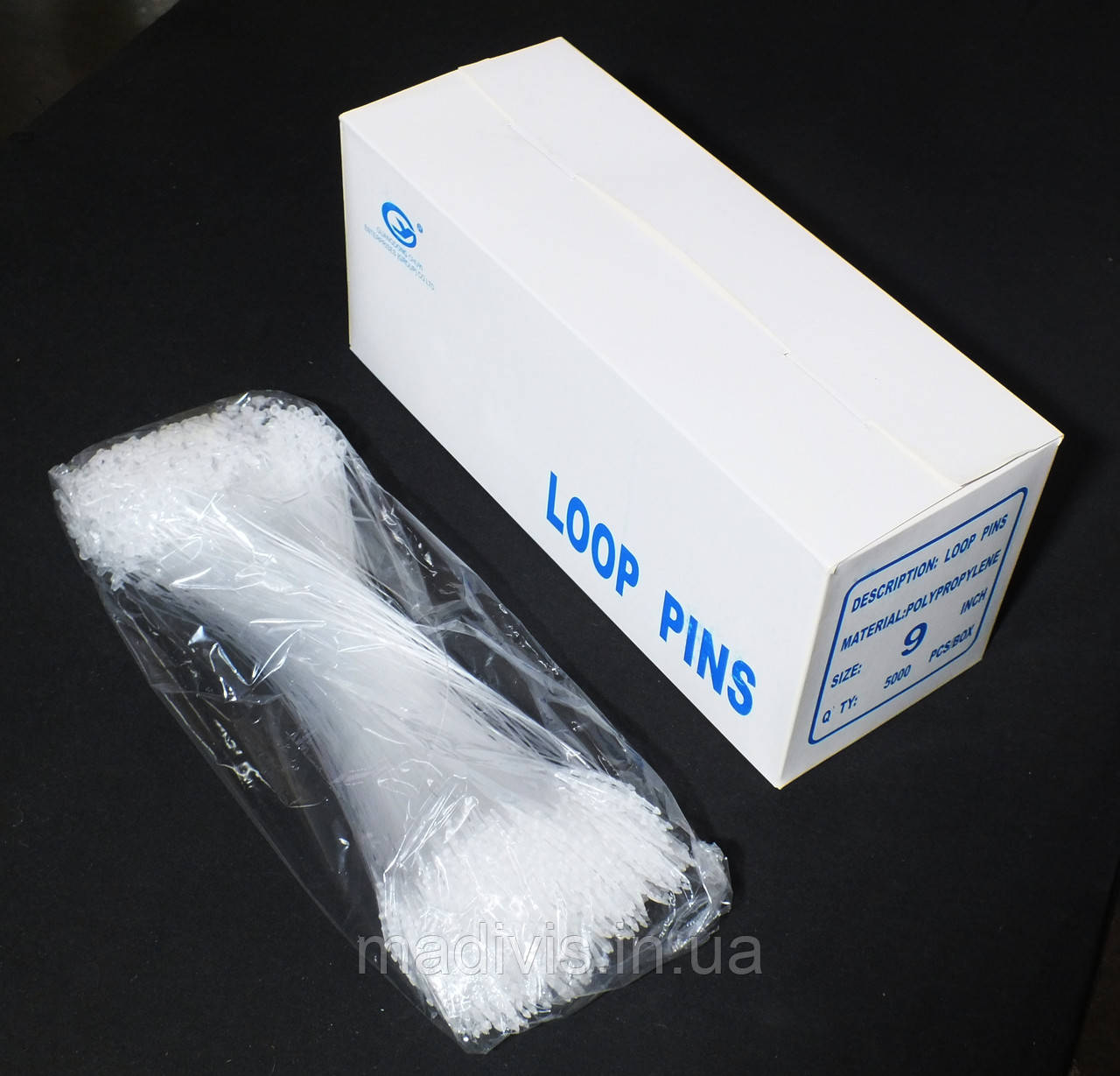 Кільцева волосінь (ярликотримачі) 9" (23 см.) 5000 шт. для бирок і ярликів, кільцеві біркотримачі, фото 1