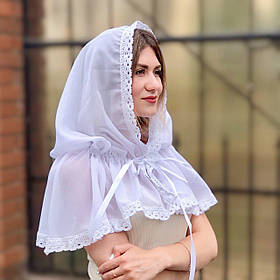 Палантин жіночий "Чарівний янгол" шифон 80*120 см Betis Білий