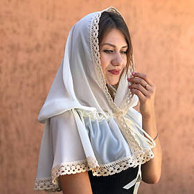 Палантин жіночий "Чарівний янгол" шифон 80*120 см Betis Молочний