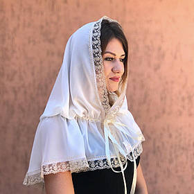 Палантин жіночий "Чарівна світлинка"  шифон 80*120 см Betis Молочний