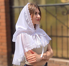 Палантин жіночий "Хрестильна скринька" шифон 80*120 см Betis Білий