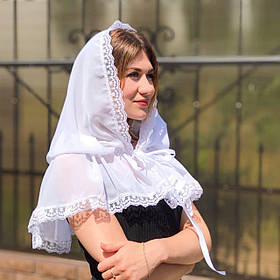 Палантин жіночий "Свята мить" шифон 80*120 см Betis Білий