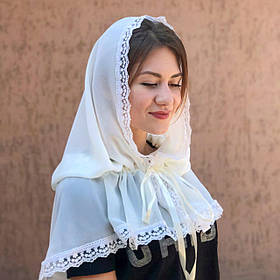 Палантин жіночий "Свята мить" шифон 80*120 см Betis Молочний