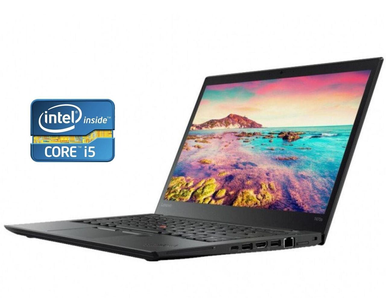 Ультрабук Lenovo ThinkPad T470/ 14" (1920x1080) Сенсорний/ Core i5-6300U/ 8 GB RAM/ 128 GB SSD/ HD 520