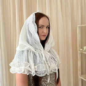 Палантин жіночий "Королівський-1" льон жаккард 80*120 см Betis Молочний