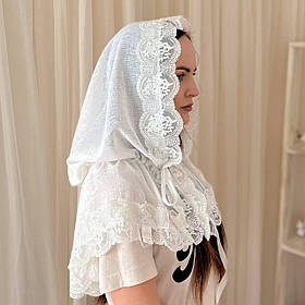 Палантин жіночий "Королівський" льон жаккард 80*120 см Betis Молочний