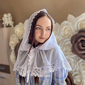 Палантин жіночий "Ажурні квіти" шифон 80*120 см Betis Білий