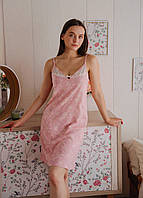 Сорочка N.EL персиковий, арт.1289-13 (нічна рубашка, бавовна, мережива)