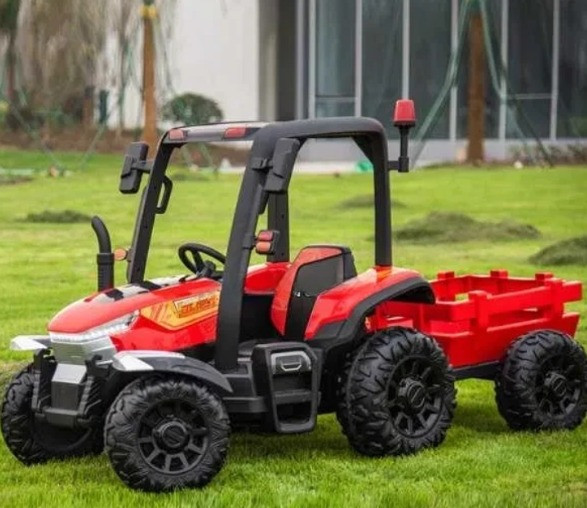 Дитячий електромобіль Трактор із причепом на радіокеруванні Bambi M 4844 Червоний