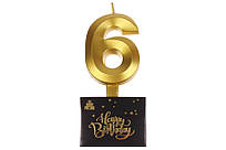 Свічка цифра "6" (золото)