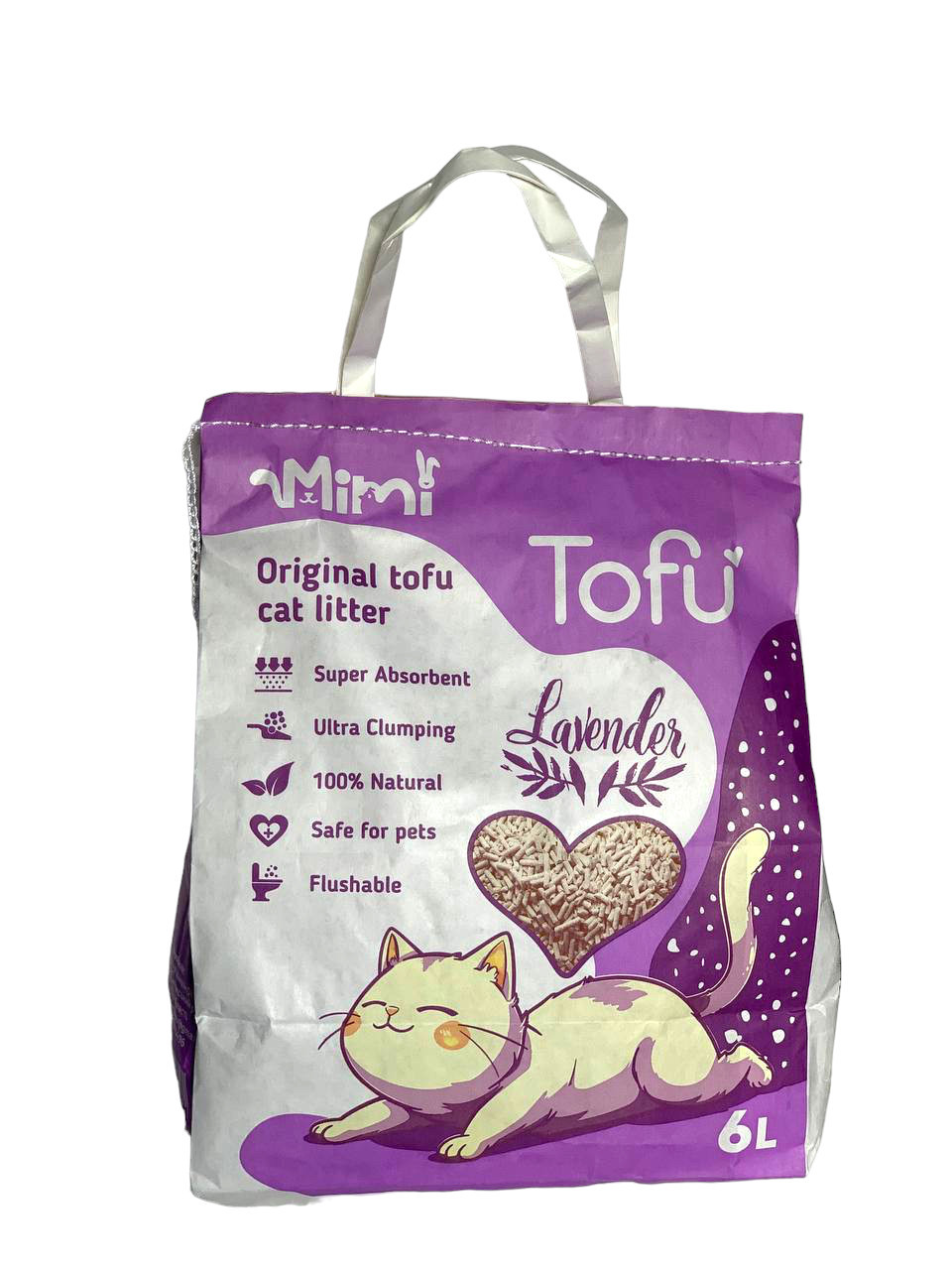 Наповнювач у кошачій лоток (туалет) MiMi CAT соєвий ТОФУ 6 л - лаванда