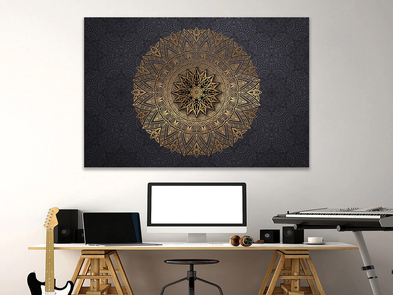 Картина на полотні для декорування будинку «Розкішне полотно мандала», декор для дому з дерев'яною рамою, фото 1