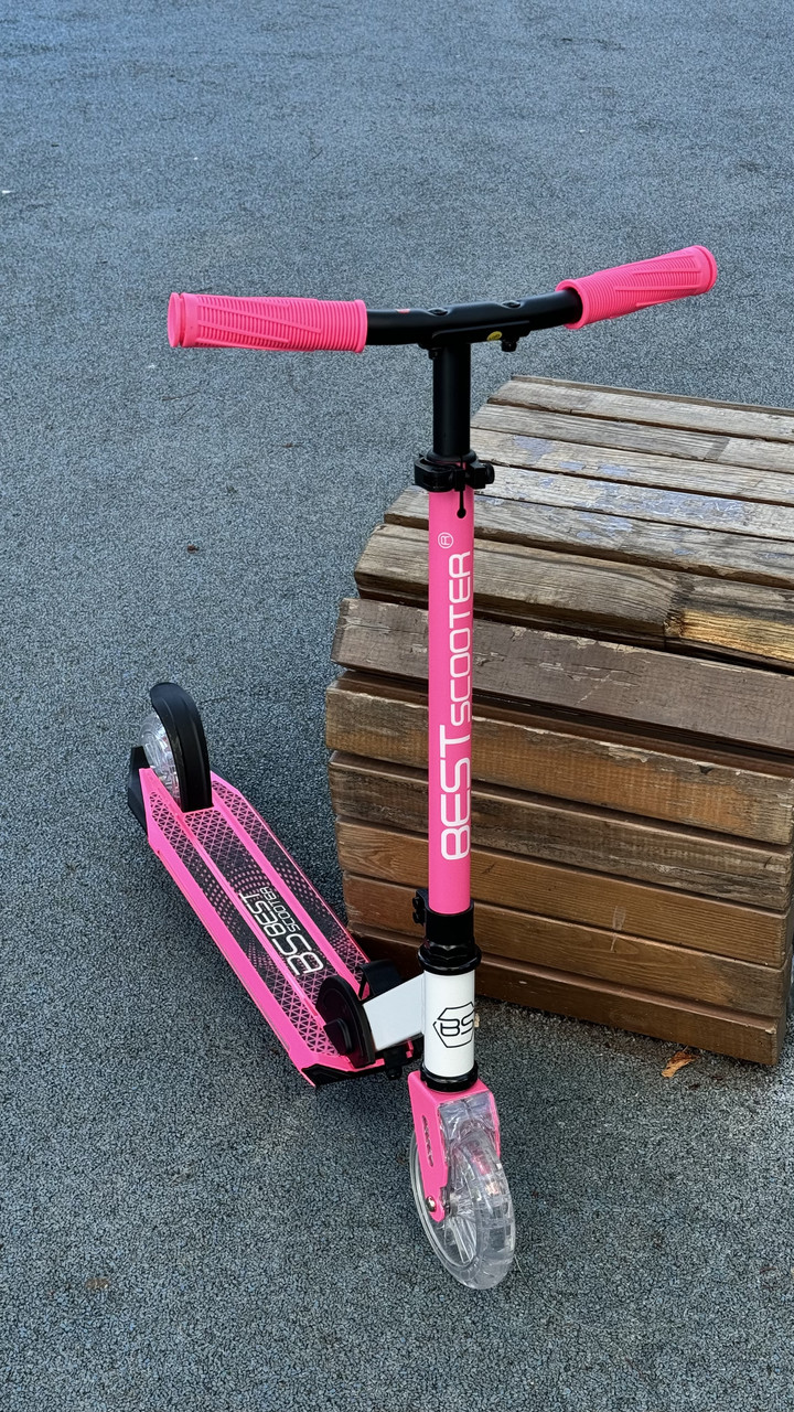 Самокат двоколісний Best Scooter колеса 14,5 см вилка зі світлом, Рожевий 00145