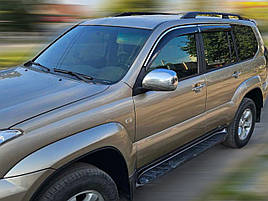 Дефлектори вікон (вітровики) Toyota Land Cruiser 120 Prado / LEXUS GX470 2003-2009 з Хром полоскою накладні (HAWK)