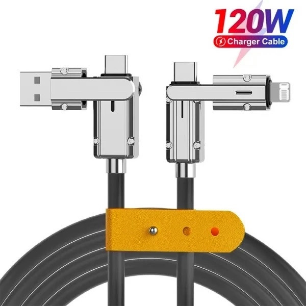 Універсальний зарядний кабель 4-в-1 з USB, Type-C та Lightning