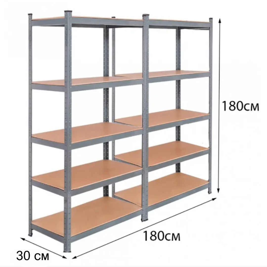 Двосекційний металевий стелаж FunFit 180x180x30 см для складу або гаража (3782X2)