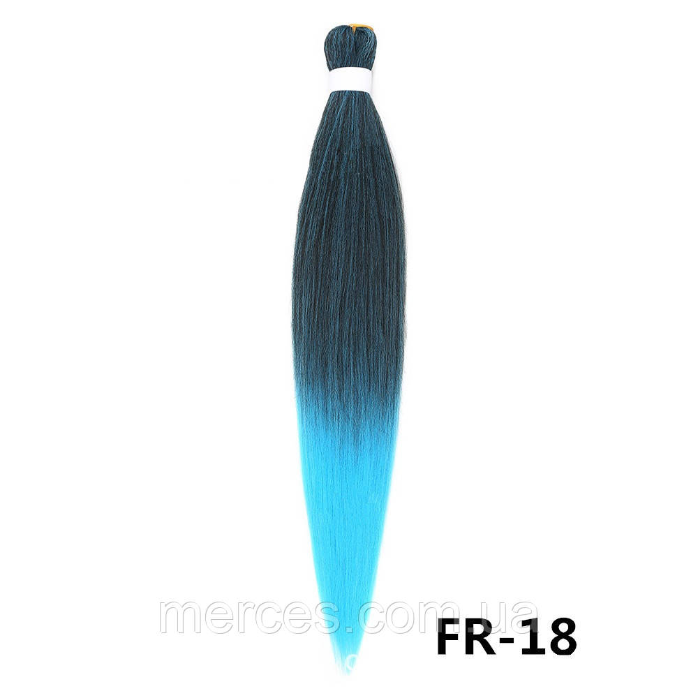 Канекалон Easy Braid омбре чорно-блакитний блакитний Довжина 65 см Вага 90 грам Низькотемпературний 100-150°С FR-18, фото 1