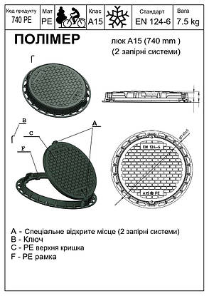 Люк дачний до 700 кг, Чорний із замком (740мм), фото 3