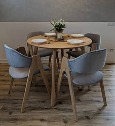 Кухонний комплект: круглий стіл з дуба "Джим" + 4 м'яких стільці "Джим"