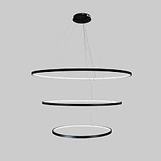Чорна кільцева світлодіодна потрійна люстра 60+80+100см «Circle» (52-9832-3A BLACK LED (600+800+1000)), фото 3