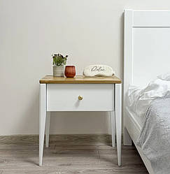 Висока тумбочка "Хюгге" на один ящик з натурального дерева