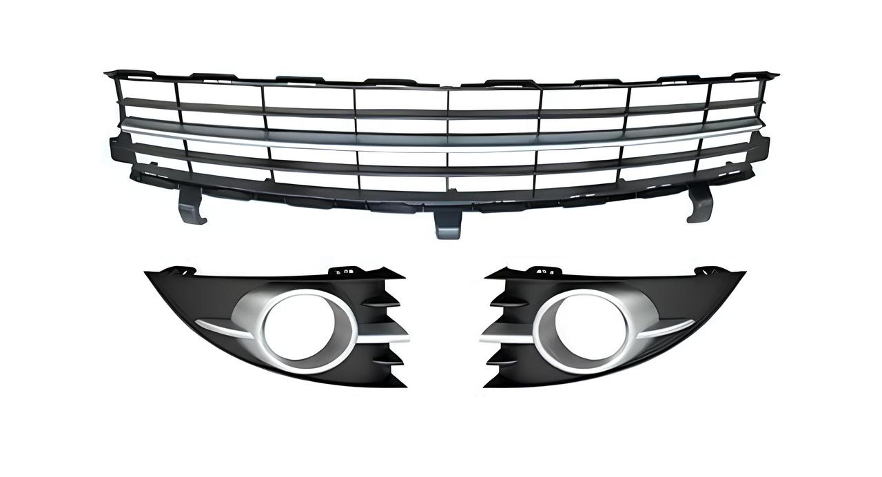 Решітка бампера Рено Сценік 2 - Renault Scenic 2 - 2006-2009 (комплект з сірими накладками)
