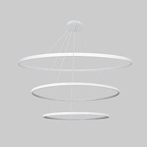 Біла кільцева світлодіодна потрійна люстра 60+80+100см «Circle» (52-9832-3A WHITE LED (600+800+1000)), фото 1