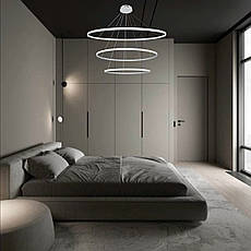 Біла кільцева світлодіодна потрійна люстра 60+80+100см «Circle» (52-9832-3A WHITE LED (600+800+1000)), фото 4