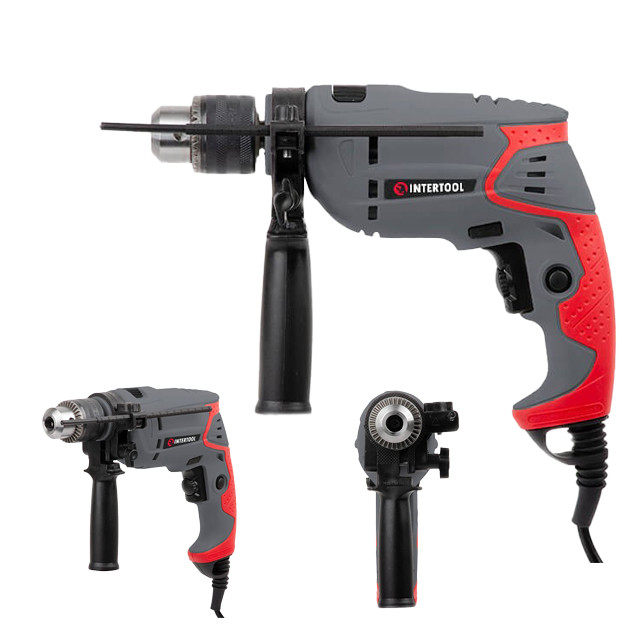 Дриль ударний 550 Вт, 0-2800 об/хв, 1.5-13 мм, реверс, плавне регулювання INTERTOOL DT-0107, фото 1