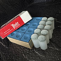 Насадки для кия (комплект 10 шт. шкіра буйвола, пластик) + набір крейди (12 шт.) NORVA